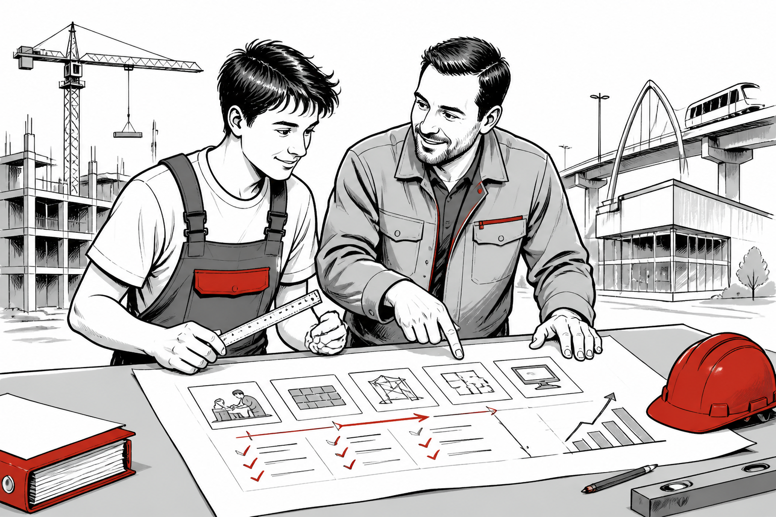 Ausbilder und Auszubildender übersetzen eine modernisierte Ausbildungsordnung in konkrete Arbeit