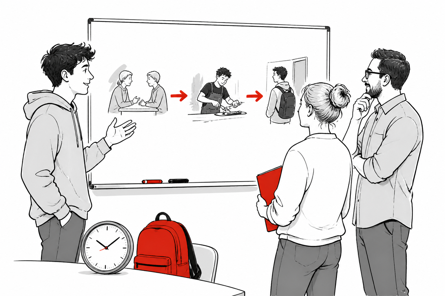 Ausbildungsteam prüft Übergangsmöglichkeiten zwischen Praktikum und Ausbildung